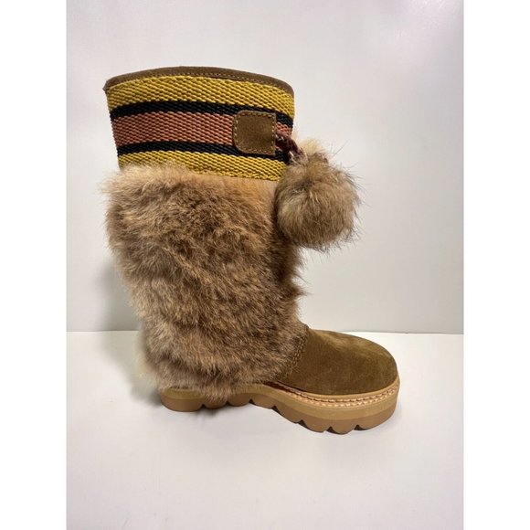 See By Chloe Light Brown Suede Muk Luk Boots W/ Fur Trim, Size 5 (US) $495 - Picture 1 of 12